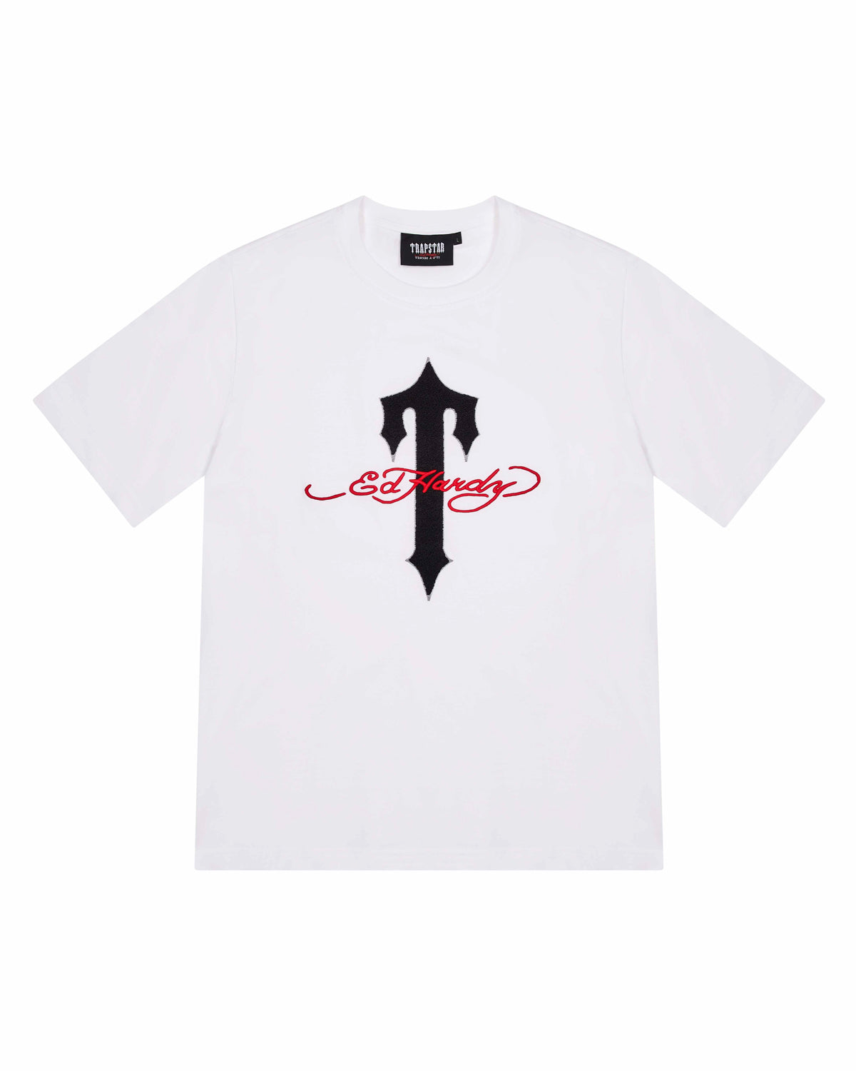 White Mens Trapstar X Ed Hardy Ironagte T-Shirt | EFC-387169