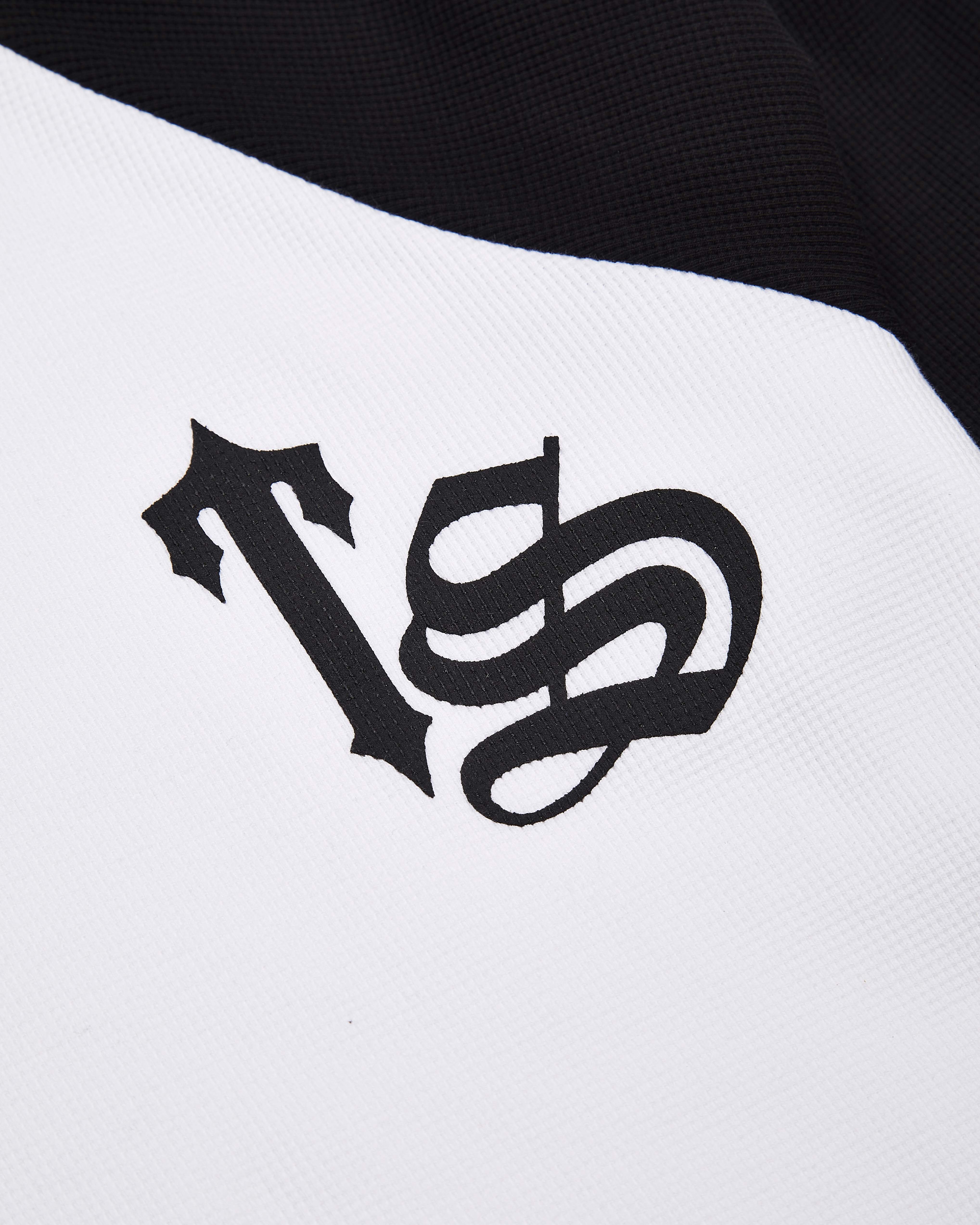 White / Black Mens Trapstar Script Waffle LS Sweatshirts | IRB-758946