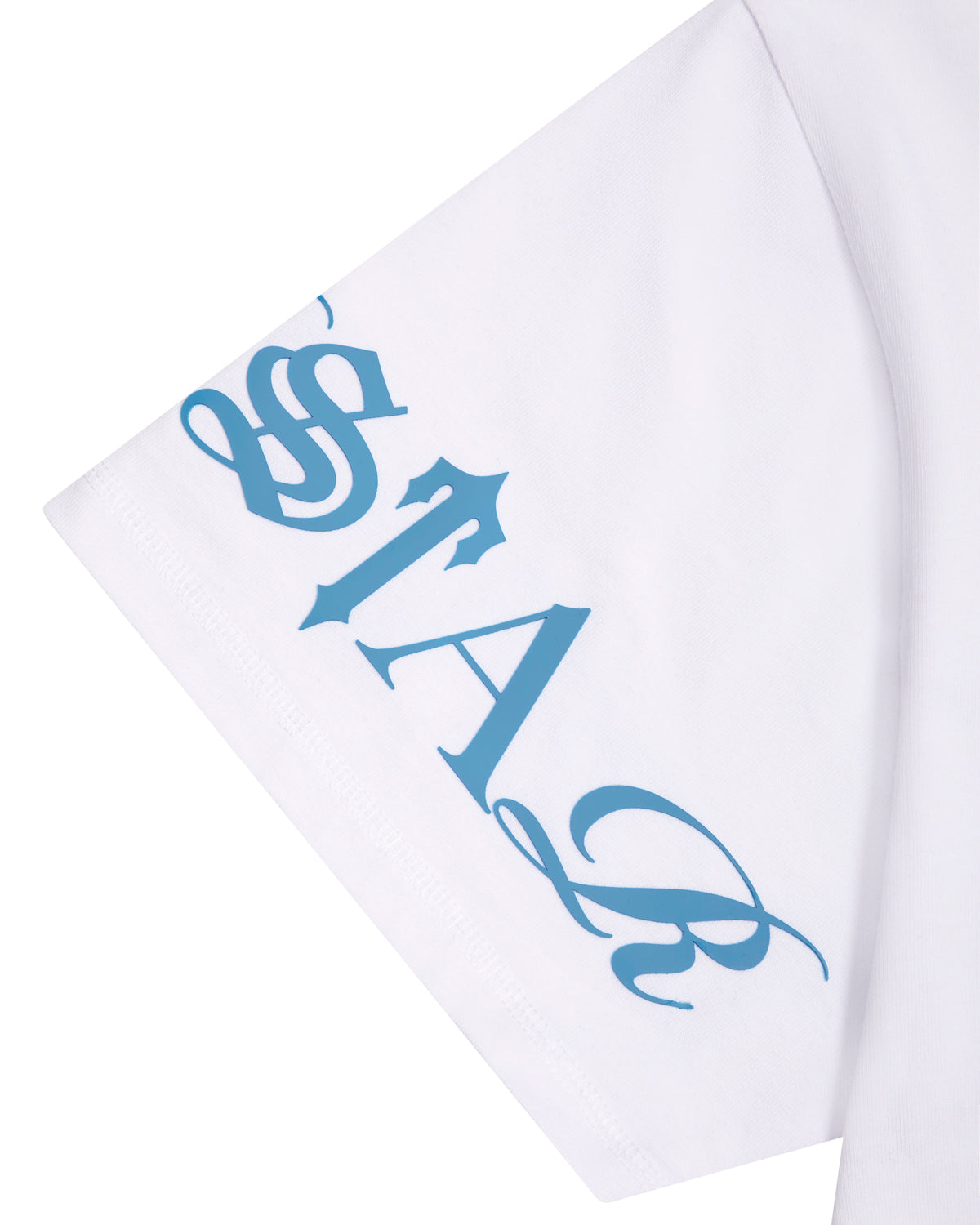 White / Blue Mens Trapstar Script T-Shirt | QDS-681429