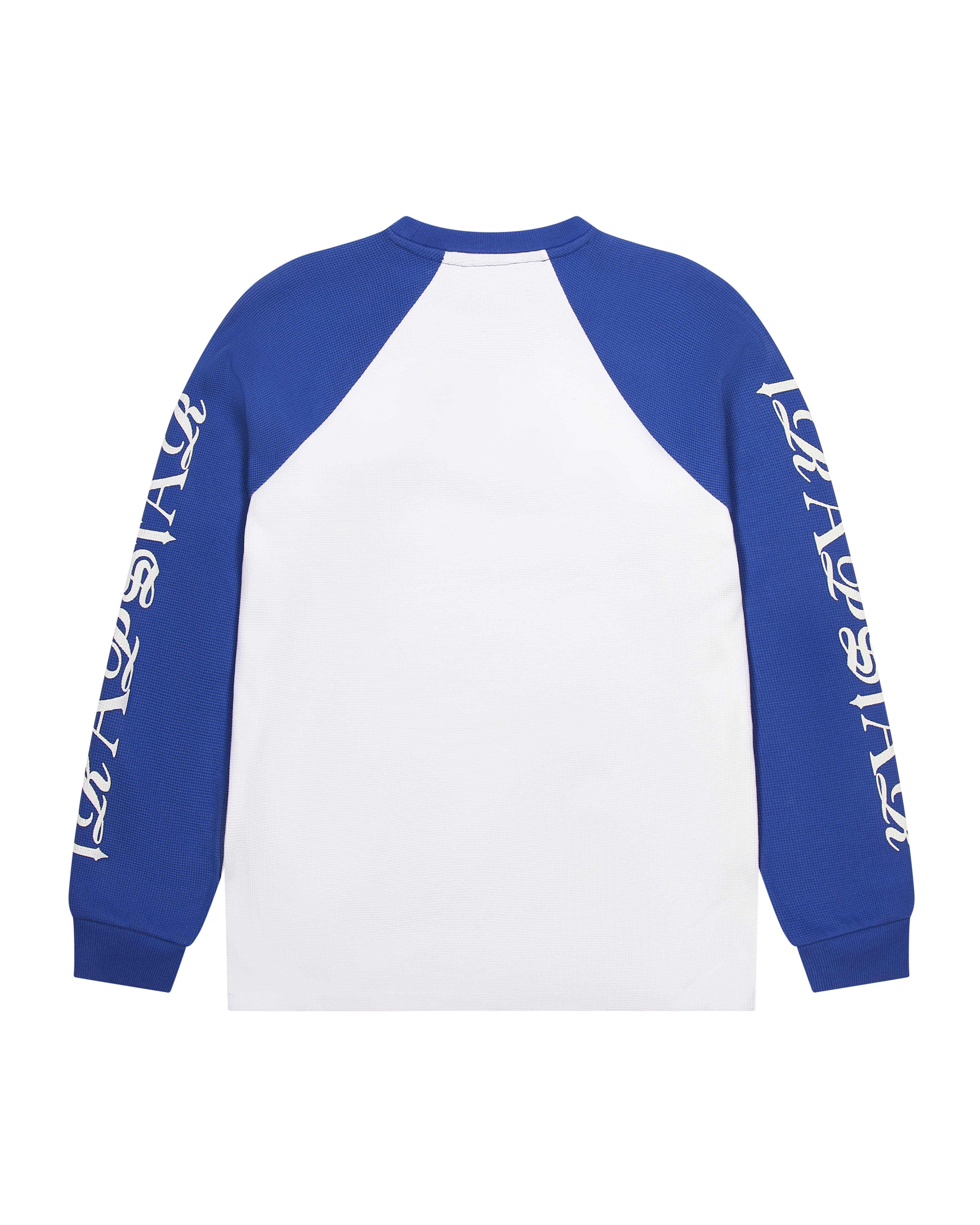 White / Blue Mens Trapstar Script Waffle LS Sweatshirts | EPO-470139